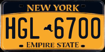 NY license plate HGL6700