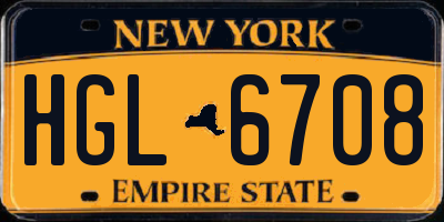 NY license plate HGL6708