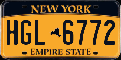 NY license plate HGL6772