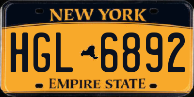 NY license plate HGL6892