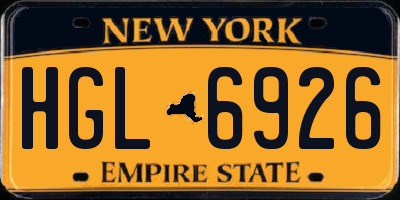 NY license plate HGL6926