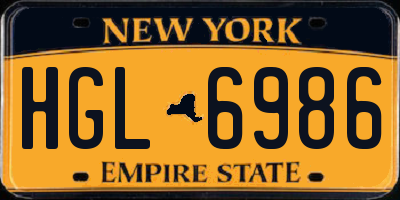 NY license plate HGL6986