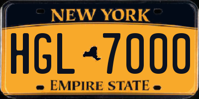 NY license plate HGL7000