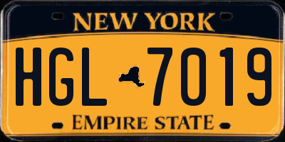 NY license plate HGL7019