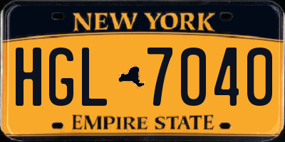 NY license plate HGL7040