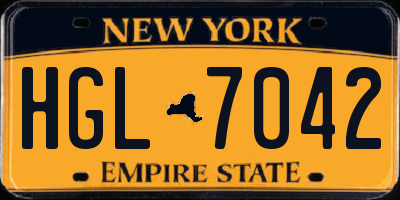 NY license plate HGL7042