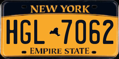 NY license plate HGL7062