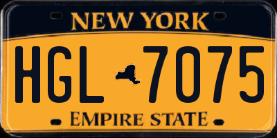 NY license plate HGL7075