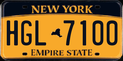 NY license plate HGL7100