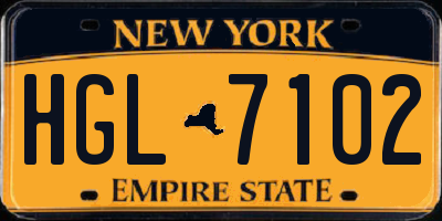 NY license plate HGL7102