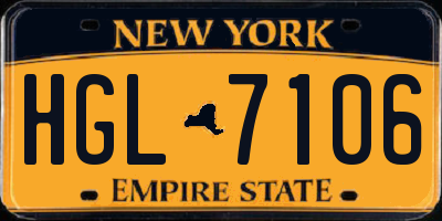 NY license plate HGL7106