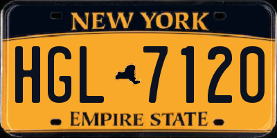 NY license plate HGL7120