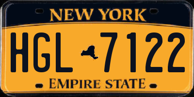NY license plate HGL7122