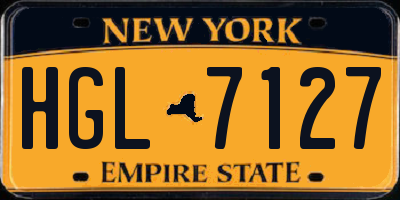 NY license plate HGL7127