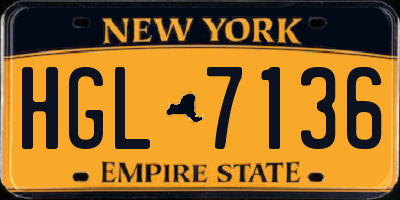 NY license plate HGL7136