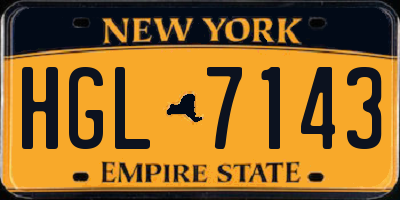 NY license plate HGL7143