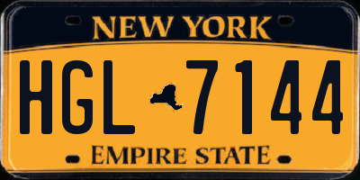 NY license plate HGL7144