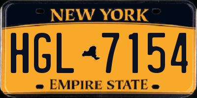 NY license plate HGL7154