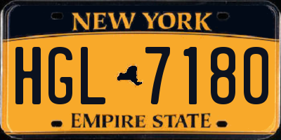 NY license plate HGL7180