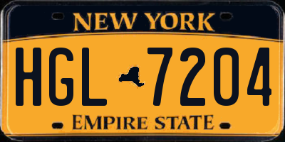 NY license plate HGL7204