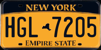 NY license plate HGL7205