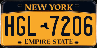 NY license plate HGL7206