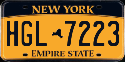 NY license plate HGL7223
