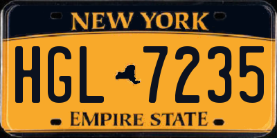 NY license plate HGL7235