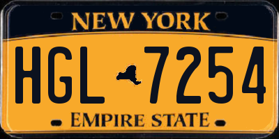 NY license plate HGL7254