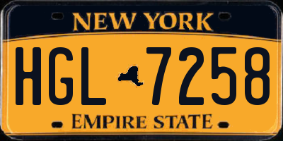 NY license plate HGL7258