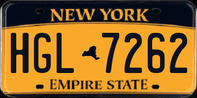 NY license plate HGL7262