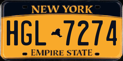 NY license plate HGL7274