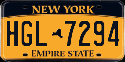 NY license plate HGL7294