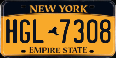 NY license plate HGL7308