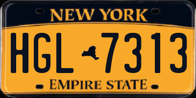 NY license plate HGL7313