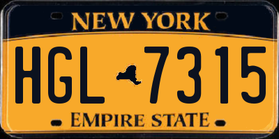 NY license plate HGL7315