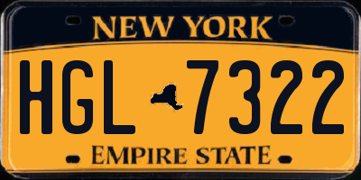 NY license plate HGL7322