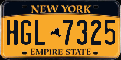 NY license plate HGL7325