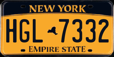 NY license plate HGL7332