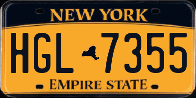 NY license plate HGL7355