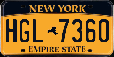 NY license plate HGL7360