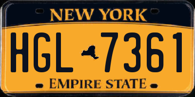 NY license plate HGL7361