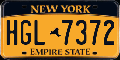 NY license plate HGL7372