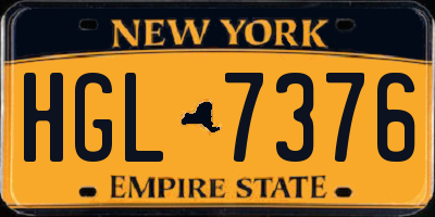 NY license plate HGL7376