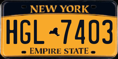 NY license plate HGL7403