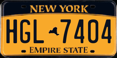 NY license plate HGL7404