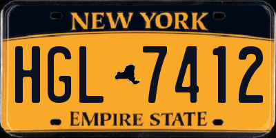 NY license plate HGL7412