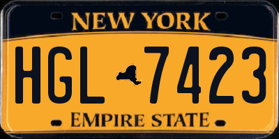 NY license plate HGL7423