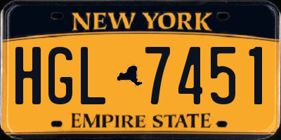 NY license plate HGL7451
