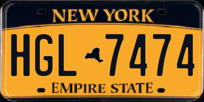 NY license plate HGL7474